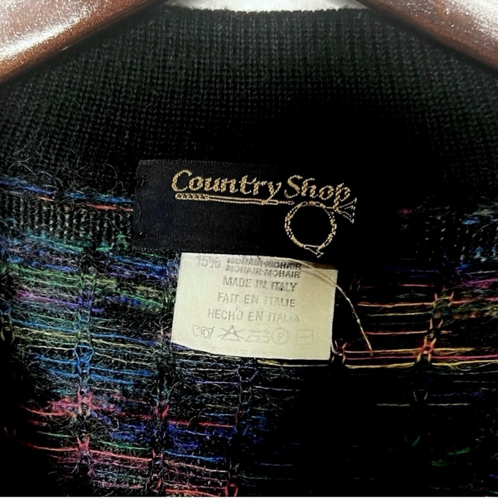 ⭐️ Country Shop 80s WOOL MOHAIR Intarsia Knit Button Up Cardigan Sweater Unisex - Picture 7 of 10